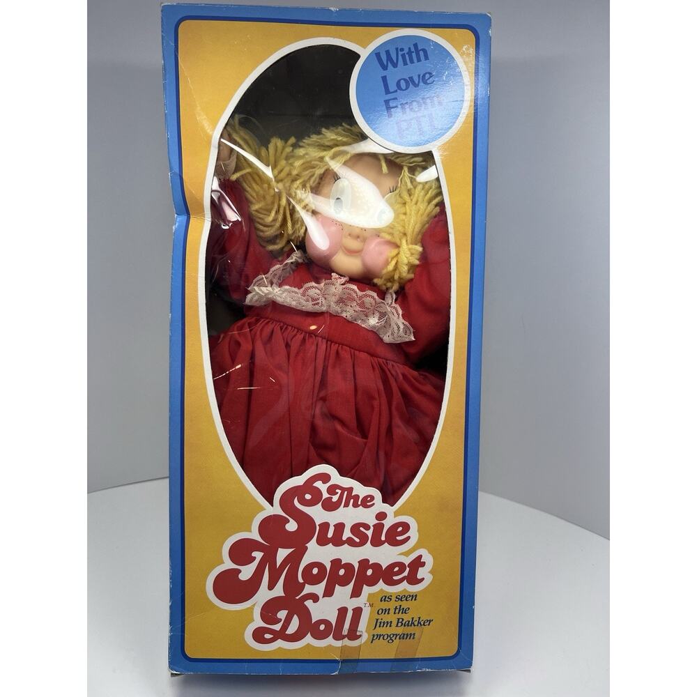 The Susie Moppet Doll 1985 With Box Singing Tammy Bakker Plush Doll NOT TESTED